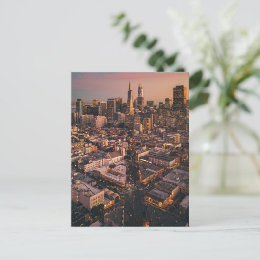 Sunset Over San Francisco Financial District Briefkaart (Staand voorkant)