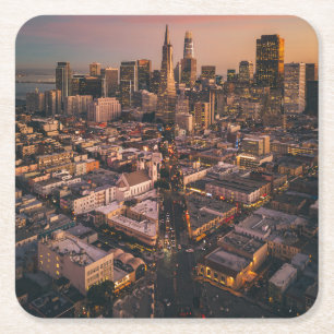 Sunset Over San Francisco Financial District Kartonnen Onderzetters