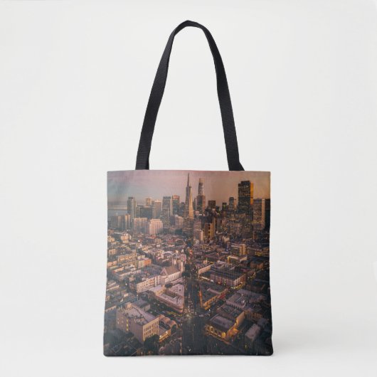 Sunset Over San Francisco Financial District Tote Bag (Voorkant)