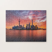 Sunset Over Shanghai Skyline Travel Cityscape Legpuzzel (Horizontaal)