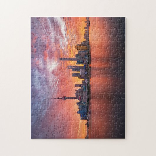 Sunset Over Shanghai Skyline Travel Cityscape Legpuzzel (Verticaal)