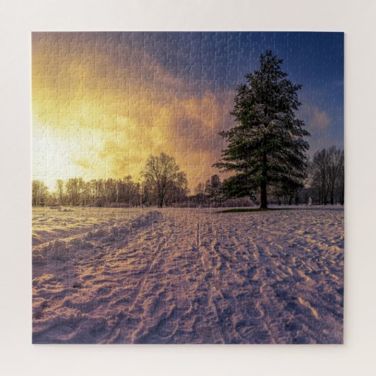 Sunset over sneeuwwinterpark legpuzzel (Verticaal)