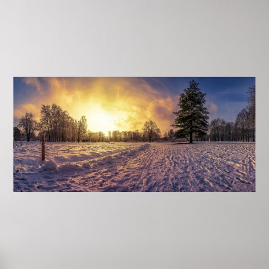Sunset over sneeuwwinterpark poster (Voorkant)