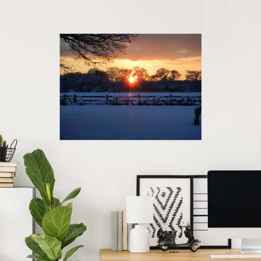 Sunset over snow field poster (Thuiskantoor)