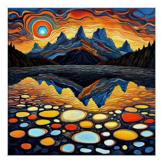 Sunset over spotted lake 1 perfect poster