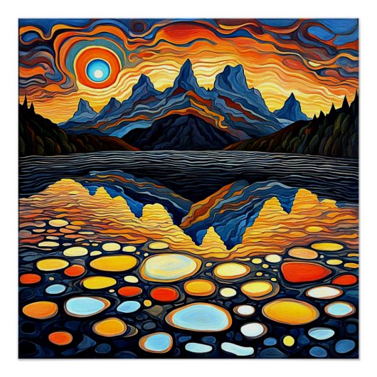 Sunset over spotted lake 1 perfect poster (Voorkant)