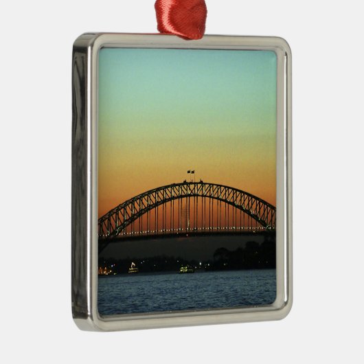 Sunset over Sydney Harbor Bridge, Australië Metalen Ornament (Rechts)