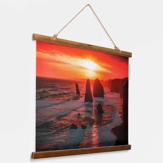 Sunset Over the Ocean Cliffs Wall Art Hangend Wandkleed (Gebogen)