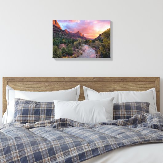 Sunset Over the Watchman Canvas Afdruk (Insitu (Slaapkamer))
