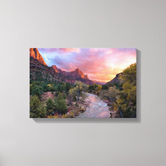 Sunset Over the Watchman Canvas Afdruk (Voorkant)