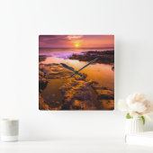 Sunset over tide pools, Hawaii Vierkante Klok (Huis)