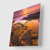 Sunset over tide pools, Hawaii Vierkante Klok (Hoek)