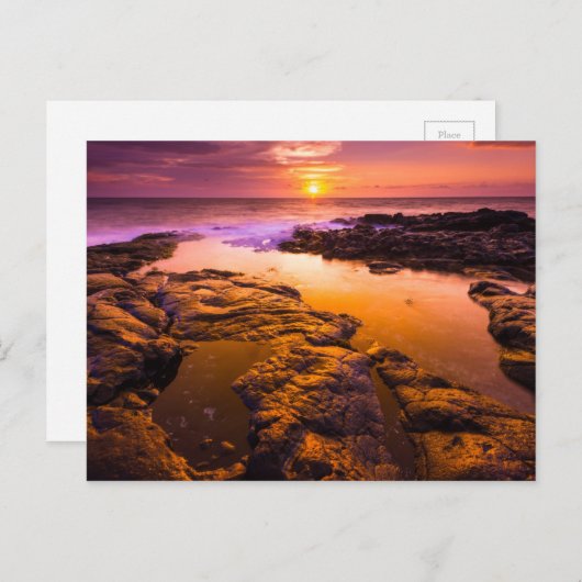 Sunset-over-tidepools, Hawaii Briefkaart (Voorkant / Achterkant)