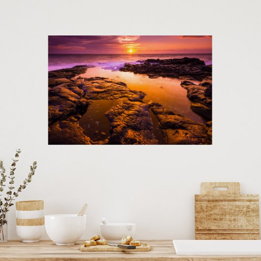 Sunset-over-tidepools, Hawaii Poster (Keuken)