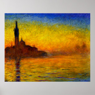 Sunset over Venice door Claude Monet Print