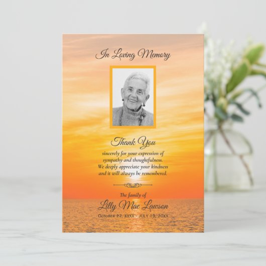 Sunset over water Funeral Memorial (Staand voorkant)