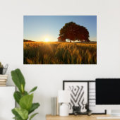 Sunset Over Wheat Field Poster (Thuiskantoor)