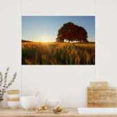 Sunset Over Wheat Field Poster (Keuken)