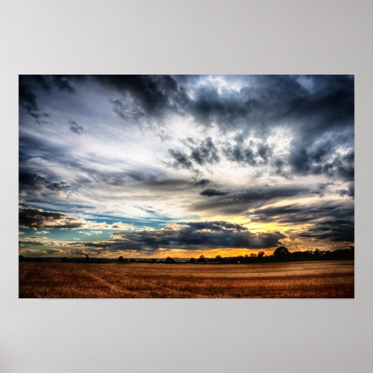 Sunset Over Wheat Fields Skyscape Poster (Voorkant)