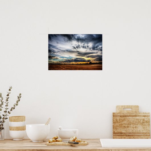 Sunset Over Wheat Fields Skyscape Poster (Keuken)