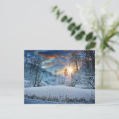 Sunset Over Winter Forest Lake Briefkaart (Staand voorkant)