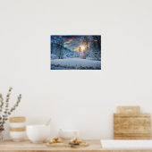 Sunset Over Winter Forest Lake Poster (Keuken)