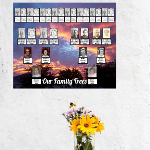 Sunset Paars Gold Photo Two Family Trees Poster