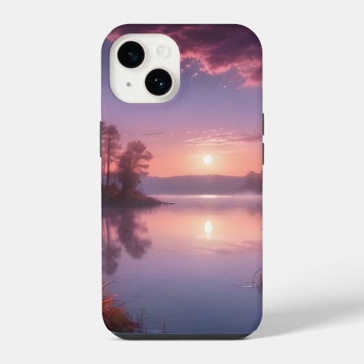 Sunset Paarse Lake Landschap Drie iPhone Hoesje (Achterkant)