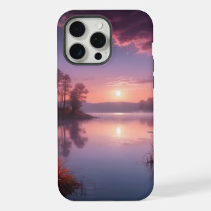 Sunset Paarse Lake Landschap Drie iPhone 15 Pro Max Case