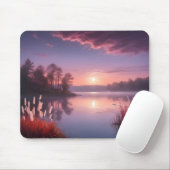 Sunset Paarse Lake Landschap Drie Muismat (Met muis)