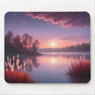 Sunset Paarse Lake Landschap Drie Muismat