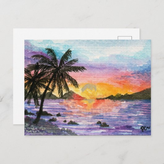 Sunset Palm Beach Briefkaart (Voorkant / Achterkant)