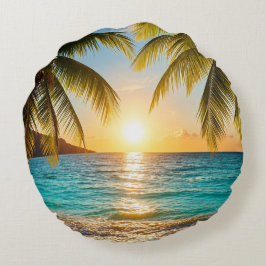 Sunset Palm Beach Decorative Rond Kussen