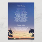 Sunset Palm Beach String Lights Wedding Programmakaart (Achterkant)
