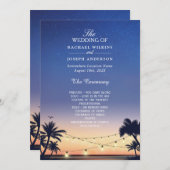 Sunset Palm Beach String Lights Wedding Programmakaart (Voorkant / Achterkant)
