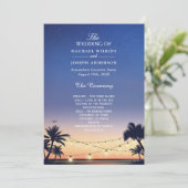 Sunset Palm Beach String Lights Wedding Programmakaart (Staand voorkant)