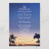 Sunset Palm Beach String Lights Wedding Programmakaart (Voorkant)