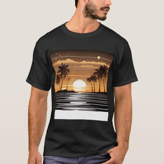 Sunset Palm Beach Tee - Tropical Twilight Design T-shirt (Voorkant)