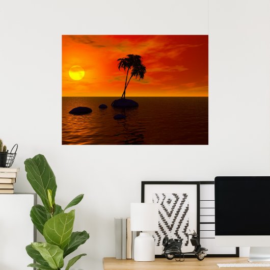 Sunset Palm Poster (Thuiskantoor)