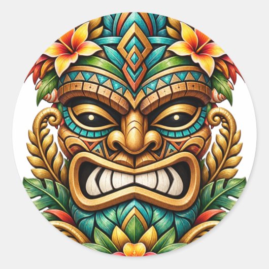 Sunset Palm Tiki Sticker (Voorkant)