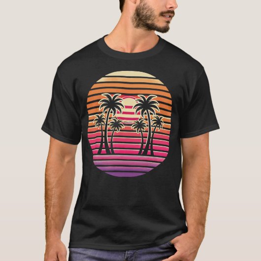Sunset Palm Tree Art T-shirt (Voorkant)