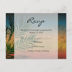 Sunset Palm Tree Branch Bruiloft RSVP Kaarten