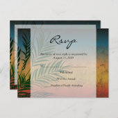 Sunset Palm Tree Branch Bruiloft RSVP Kaarten (Voorkant / Achterkant)