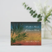 Sunset Palm Tree Branch bruiloft uitnodigingen (Staand voorkant)
