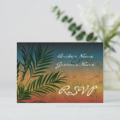Sunset Palm Tree Branch Kleine RSVP-kaarten RSVP Kaartje (Staand voorkant)