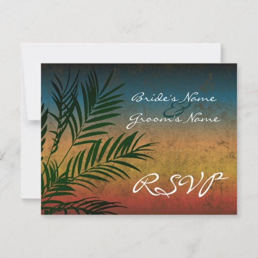 Sunset Palm Tree Branch RSVP-kaarten RSVP Kaartje (Voorkant)