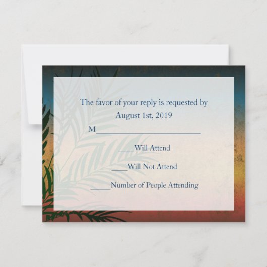 Sunset Palm Tree Branch RSVP-kaarten RSVP Kaartje (Achterkant)