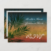 Sunset Palm Tree Branch RSVP-kaarten RSVP Kaartje (Voorkant / Achterkant)