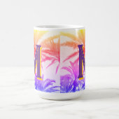 Sunset Palm Tree Monogram Mok (Center)
