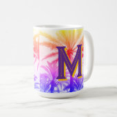 Sunset Palm Tree Monogram Mok (Voorkant rechts)